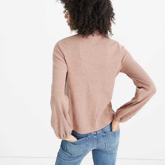 Madewell heathered bubble-sleeve swing turtleneck. - Picture 3 of 8